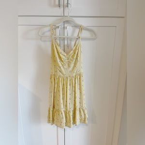 yellow and green floral tie dress